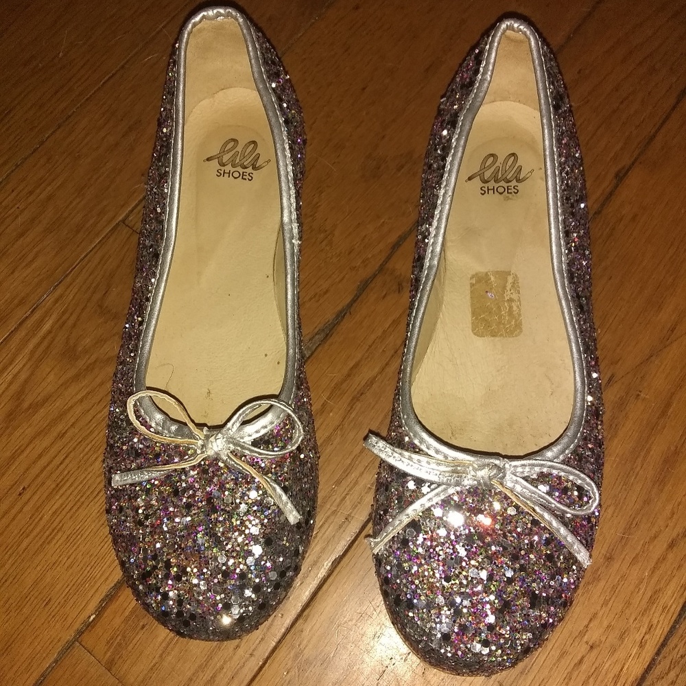 GIRLS MULTICOLOR GLITTER FLATS